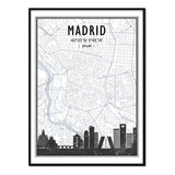 Madrid - Póster 40x50 con Marco Negro