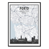 Oporto - Póster 50x70 con Marco Negro