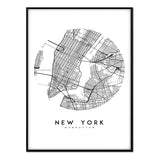 Mapa Nueva York - Póster 21x30 con Marco Negro