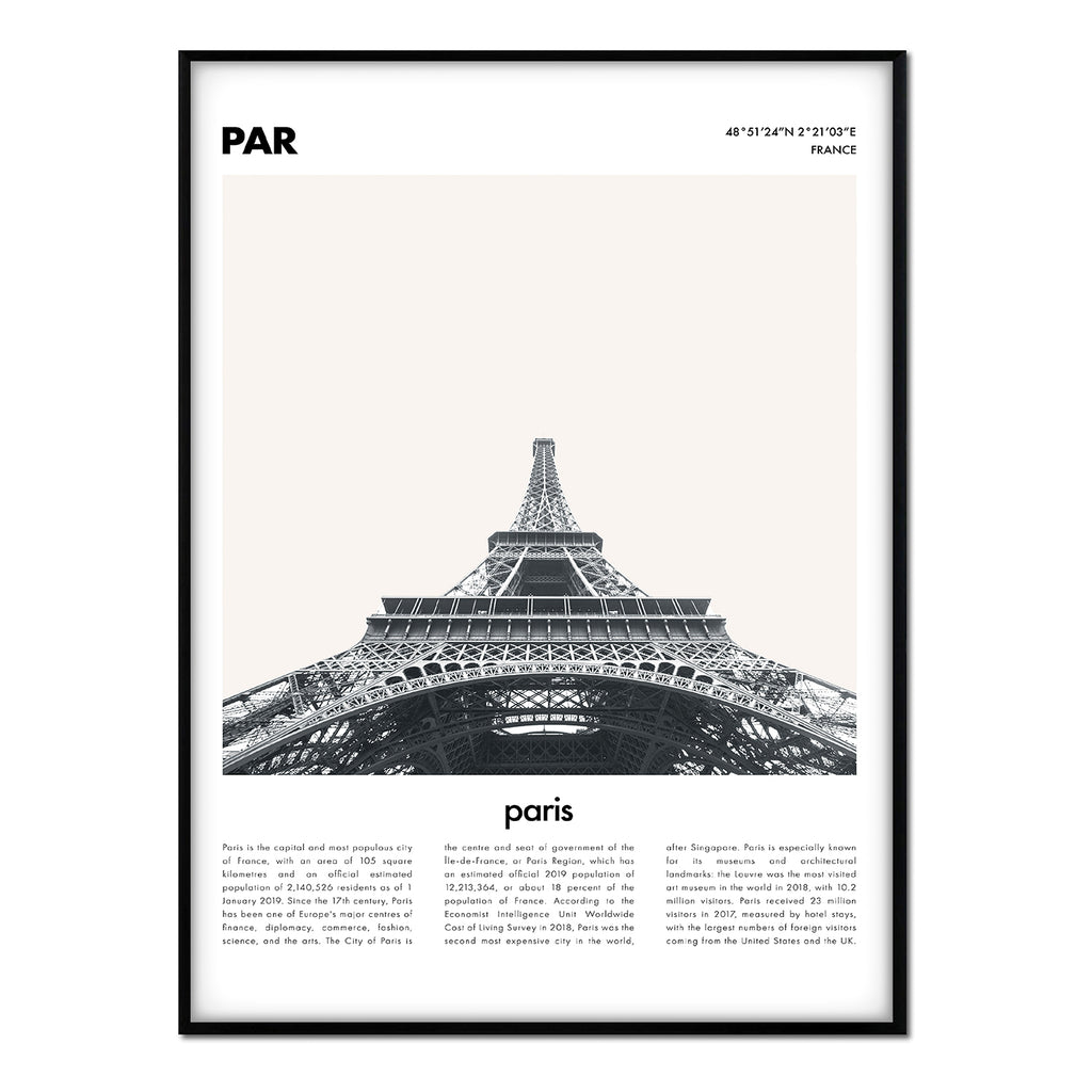 Descripción Paris - Póster 21x30 con Marco Negro