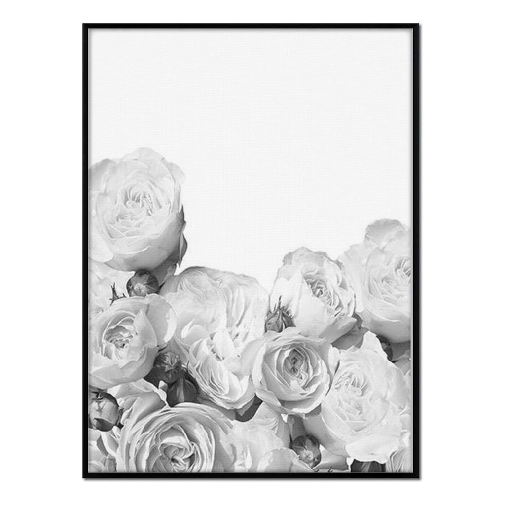 Póster rosas en blanco y negro