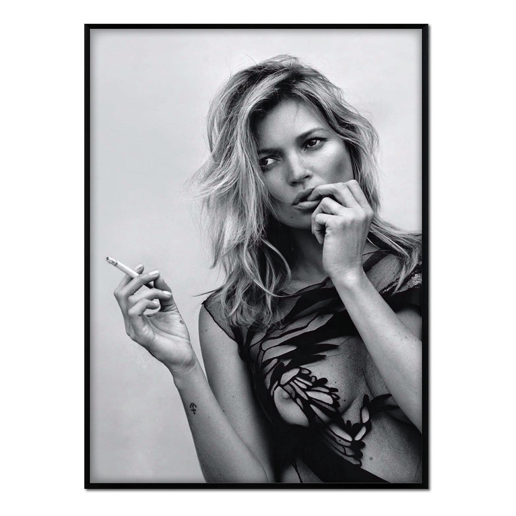 Kate Moss - Póster 21x30 con Marco Negro