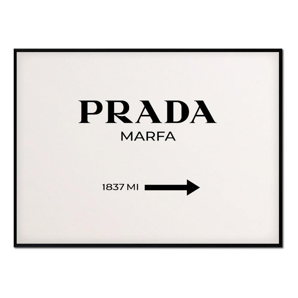 Cartel Prada fondo blanco - Póster 30x40 con Marco Negro