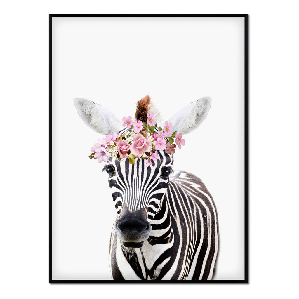 Póster zebra con flores